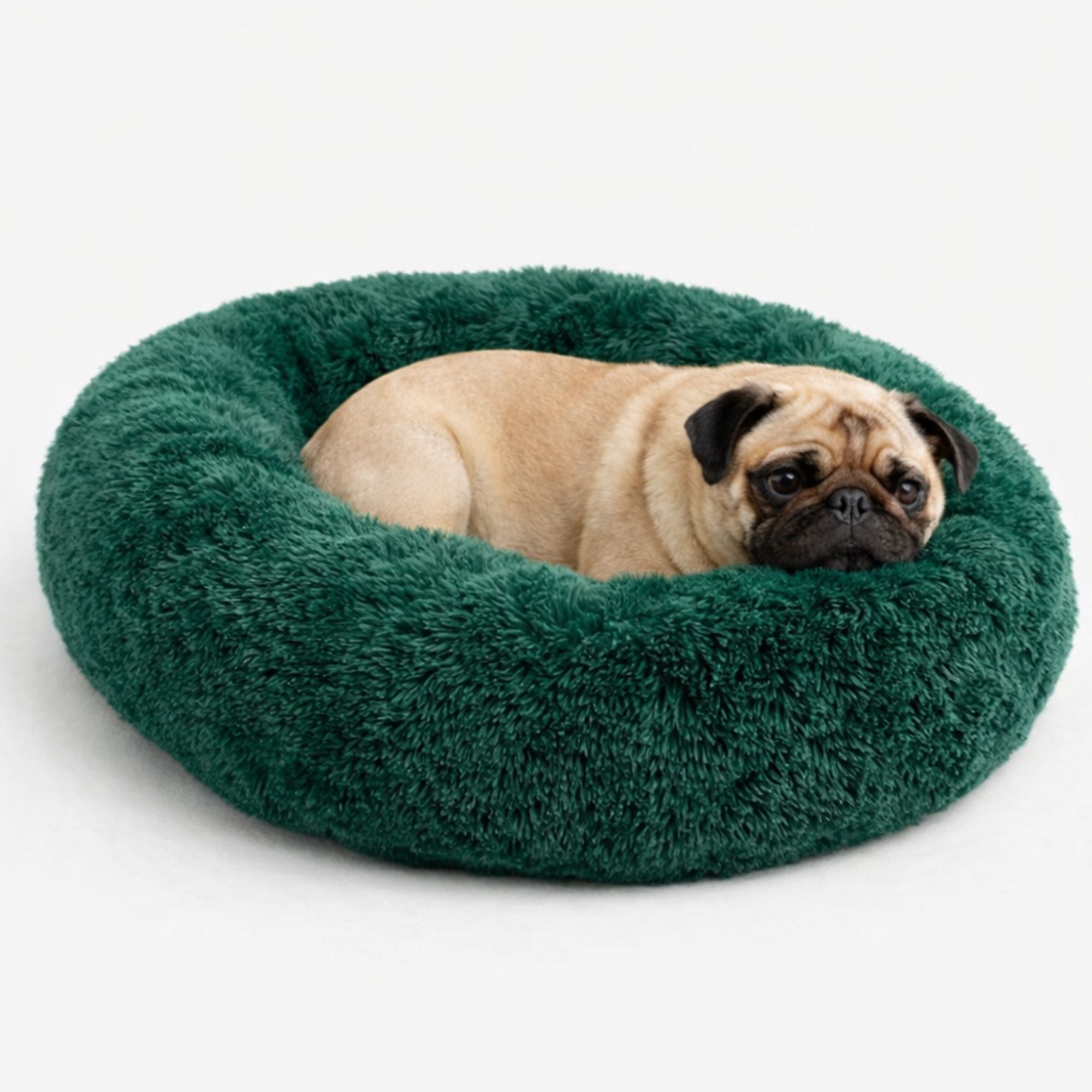 Plyšový pelíšek pro psy v lahvově zelené barvě – prémiová kvalita